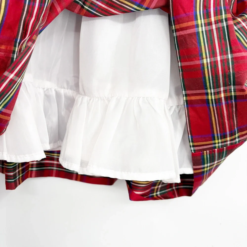Vive La Fete Toddler Girls Black Velvet Red Silk Plaid Holiday Party Dress 3